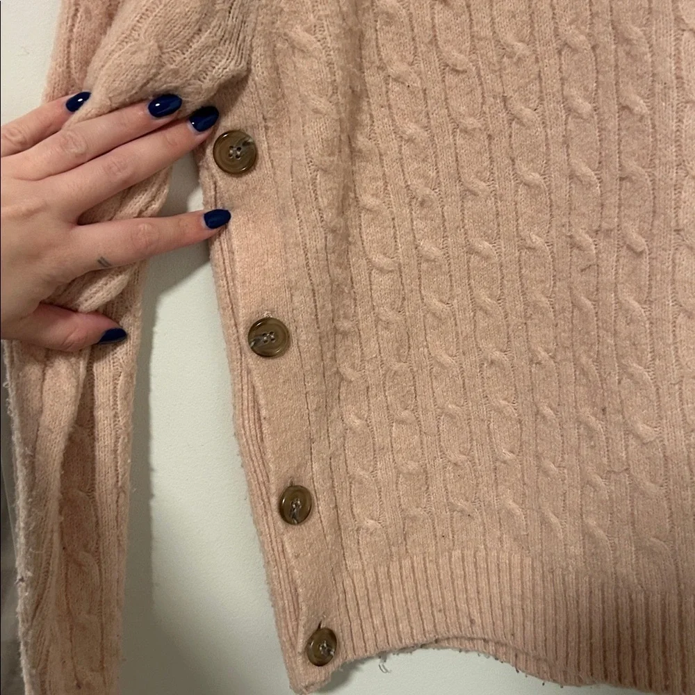 J Crew Wool Blend Pink Wool Blend Button Sweater Size Medium